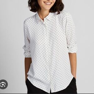 Uniqlo Polka Dot Button Down Blouse